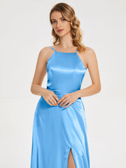 Split Soft Satin Party Dresses