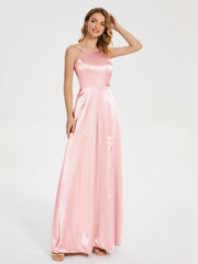 Split Soft Satin Party Dresses