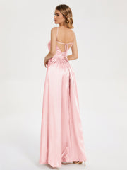 Split Soft Satin Party Dresses