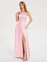 Split Soft Satin Party Dresses