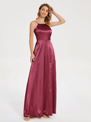 Split Soft Satin Party Dresses