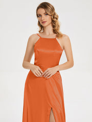 Split Soft Satin Party Dresses