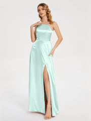 Split Soft Satin Party Dresses