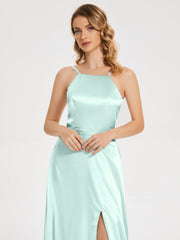 Split Soft Satin Party Dresses