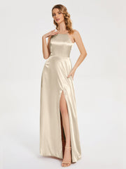 Split Soft Satin Party Dresses