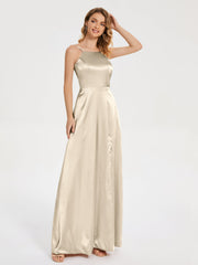Split Soft Satin Party Dresses