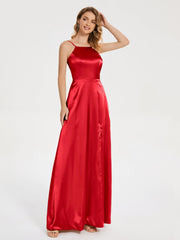 Split Soft Satin Party Dresses