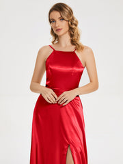Split Soft Satin Party Dresses
