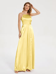 Split Soft Satin Party Dresses