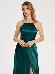 Split Soft Satin Party Dresses