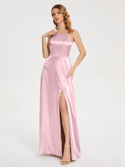 Split Soft Satin Party Dresses