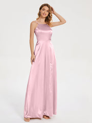Split Soft Satin Party Dresses