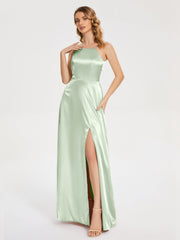 Split Soft Satin Party Dresses