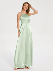 Split Soft Satin Party Dresses