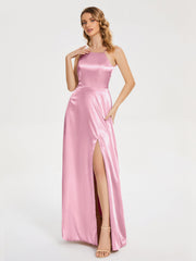 Split Soft Satin Party Dresses