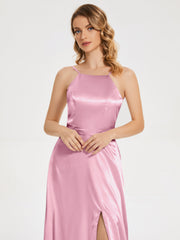 Split Soft Satin Party Dresses