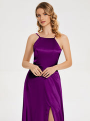 Split Soft Satin Party Dresses