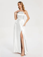 Split Soft Satin Party Dresses