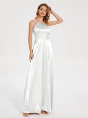 Split Soft Satin Party Dresses
