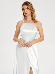 Split Soft Satin Party Dresses
