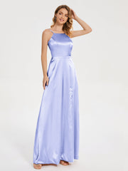 Split Soft Satin Party Dresses