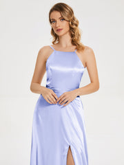 Split Soft Satin Party Dresses