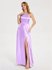 Split Soft Satin Party Dresses