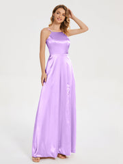 Split Soft Satin Party Dresses