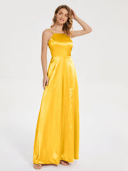 Split Soft Satin Party Dresses