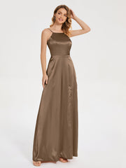 Split Soft Satin Party Dresses