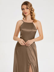 Split Soft Satin Party Dresses