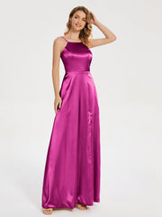 Split Soft Satin Party Dresses