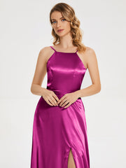 Split Soft Satin Party Dresses