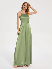 Split Soft Satin Party Dresses