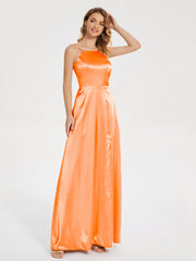 Split Soft Satin Party Dresses