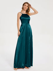 Split Soft Satin Party Dresses