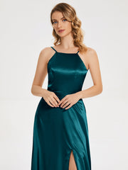 Split Soft Satin Party Dresses