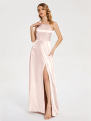 Split Soft Satin Party Dresses