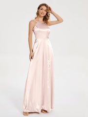 Split Soft Satin Party Dresses