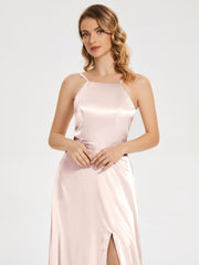 Split Soft Satin Party Dresses