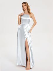 Split Soft Satin Party Dresses