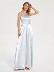 Split Soft Satin Party Dresses
