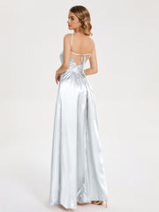 Split Soft Satin Party Dresses