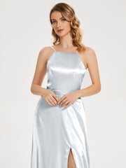 Split Soft Satin Party Dresses