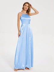 Split Soft Satin Party Dresses
