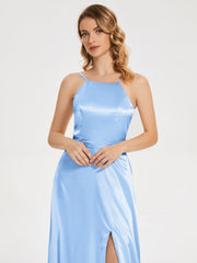 Split Soft Satin Party Dresses