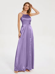 Split Soft Satin Party Dresses
