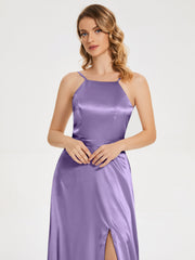 Split Soft Satin Party Dresses