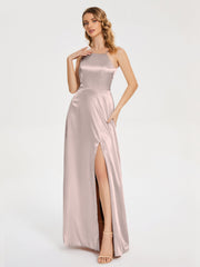Split Soft Satin Party Dresses