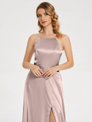 Split Soft Satin Party Dresses